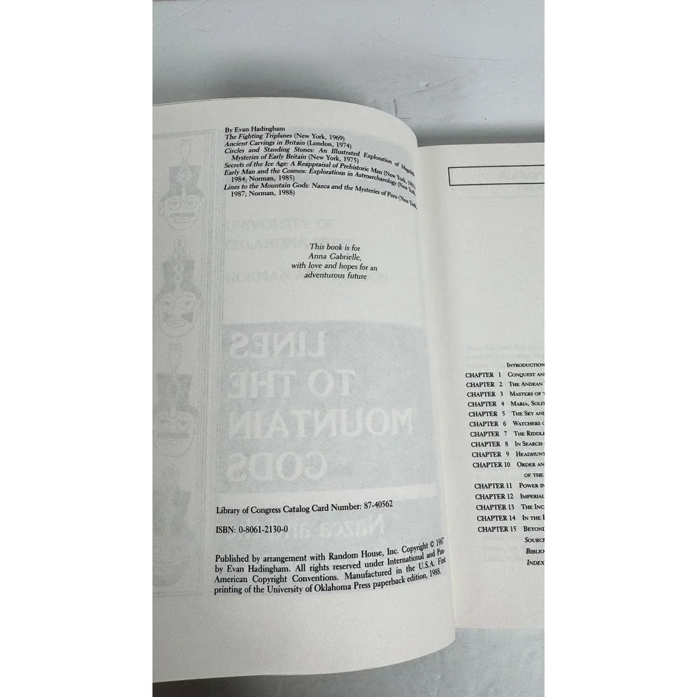 Lines to the Mountain Gods Evan Hadingham 1988 Paperback Nazca Peru Archaeology